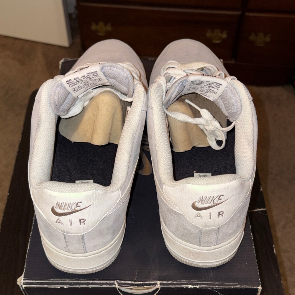 Nike Light Grey Suede Air Force 1 Sneakers - Picture 3 of 5